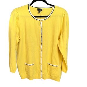 Talbots Pima Yellow Cotton 3/4 Sleeve Cardigan Preppy